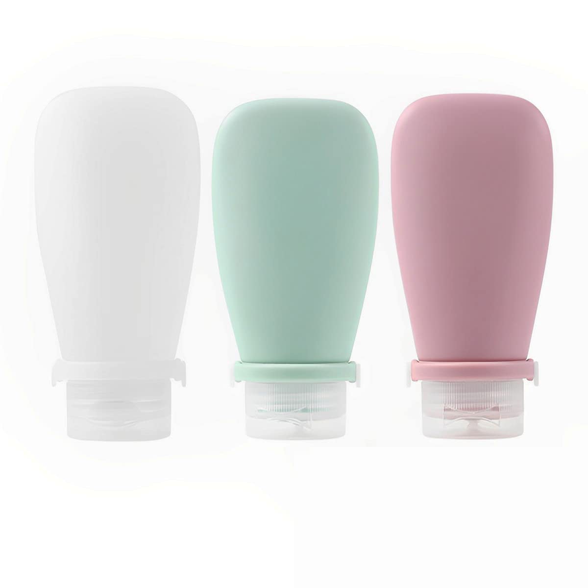 MAYCREATE 3pcs Travel Toiletries Bottles Kit 90ML Silicone Toiletries Containers with Leakproof Lid, Refillable Body Lotion Dispenser Bottle for Shampoo, Conditioner, Gel, Body Wash MAYCREATE 3pcs Travel Toiletries Bottles Kit 90ML Silicone Toiletries Containers with Leakproof Lid, Refillable Body Lotion Dispenser Bottle for Shampoo, Conditioner, Gel, Body Wash